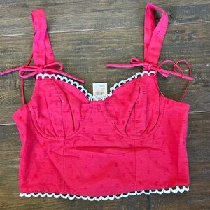 Tilly's Vibrant Pink Tank with White Lace Trim